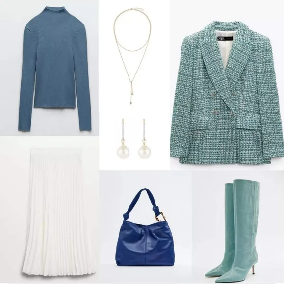 Zara textured tweed double breasted blazer size S - Picture 9 of 14